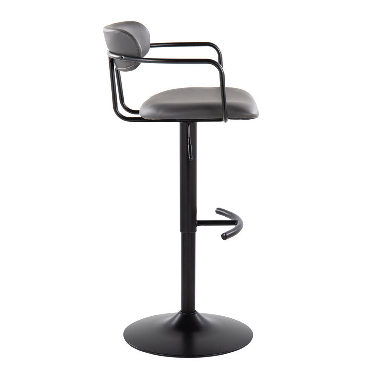 Gray Adjustable Swivel Bar Stools with Metal Frame