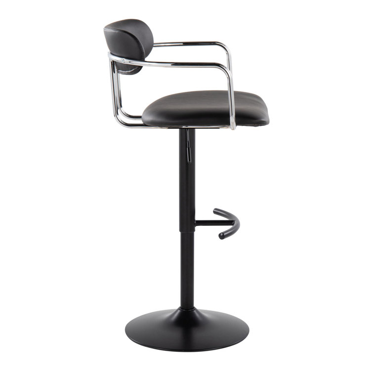 Black Adjustable Swivel Metal Bar Stool Set