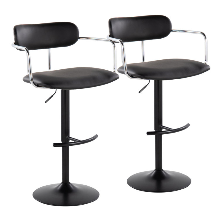 Black Adjustable Swivel Metal Bar Stool Set