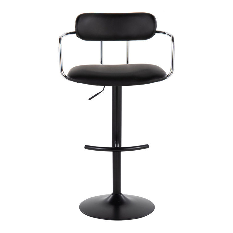 Black Adjustable Swivel Metal Bar Stool Set