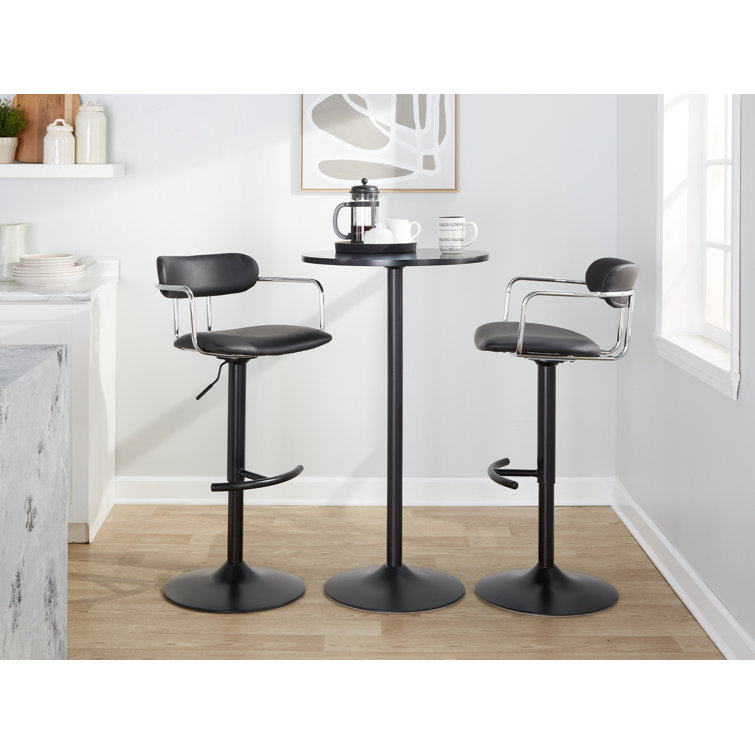 Black Adjustable Swivel Metal Bar Stool Set