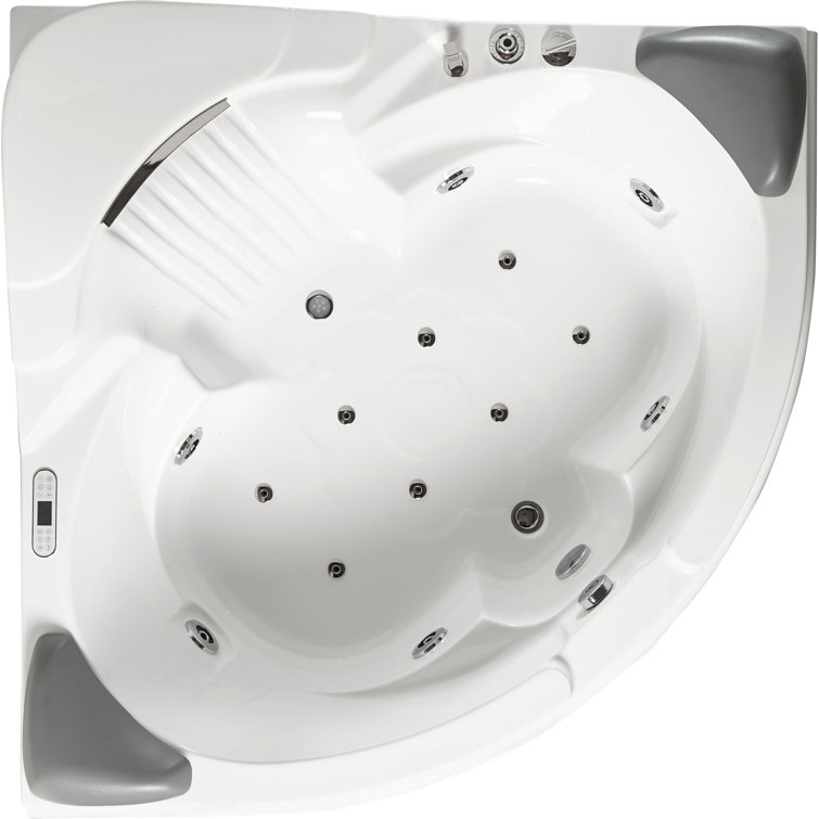 61'' x 61'' White Acrylic Corner Whirlpool Bathtub