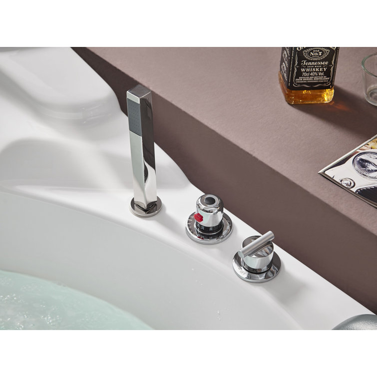 61'' x 61'' White Acrylic Corner Whirlpool Bathtub