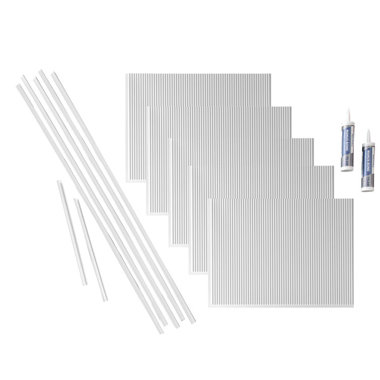 Gloss White Vinyl Ribbed Decorative Backsplash Kit, 18" x 24"