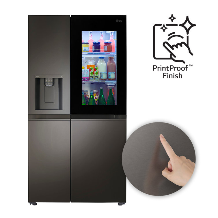 Black Stainless Steel 27 cu. ft. Smart Side-by-Side Refrigerator with InstaView and Craft Ice