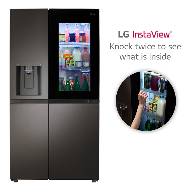 Black Stainless Steel 27 cu. ft. Smart Side-by-Side Refrigerator with InstaView and Craft Ice