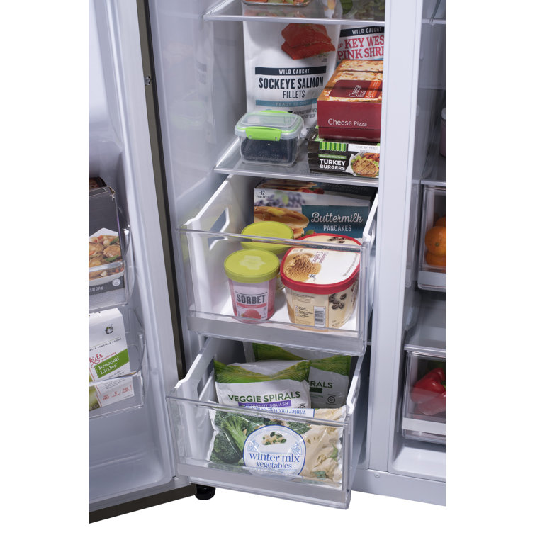 Black Stainless Steel 27 cu. ft. Smart Side-by-Side Refrigerator with InstaView and Craft Ice