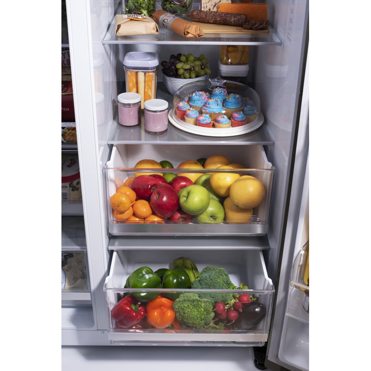 Black Stainless Steel 27 cu. ft. Smart Side-by-Side Refrigerator with InstaView and Craft Ice