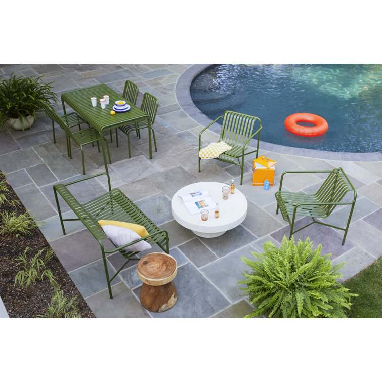 Dark Green Metal Stackable Outdoor Dining Chairs, Set of 2