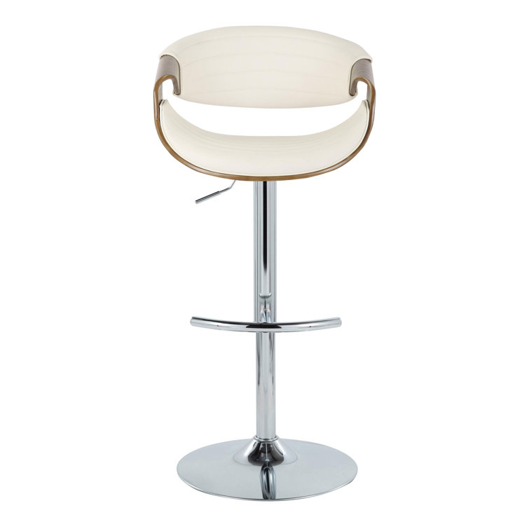 White Adjustable Swivel Bar Stool with Chrome Frame