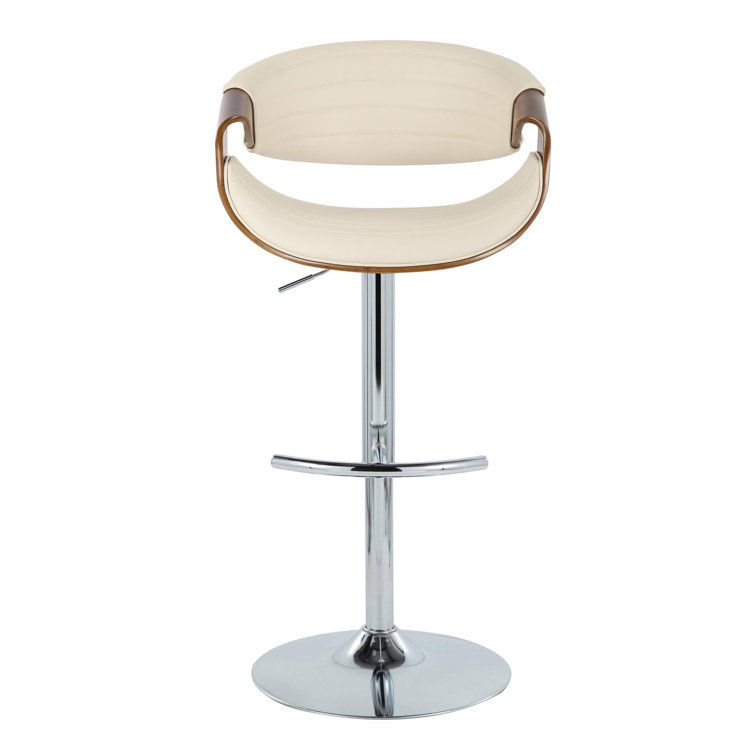 Symphony Adjustable Walnut and Cream Swivel Bar Stools, Set of 2