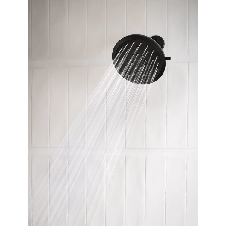 Matte Black 7-Inch Round Rain Shower Head with Chrome Finish