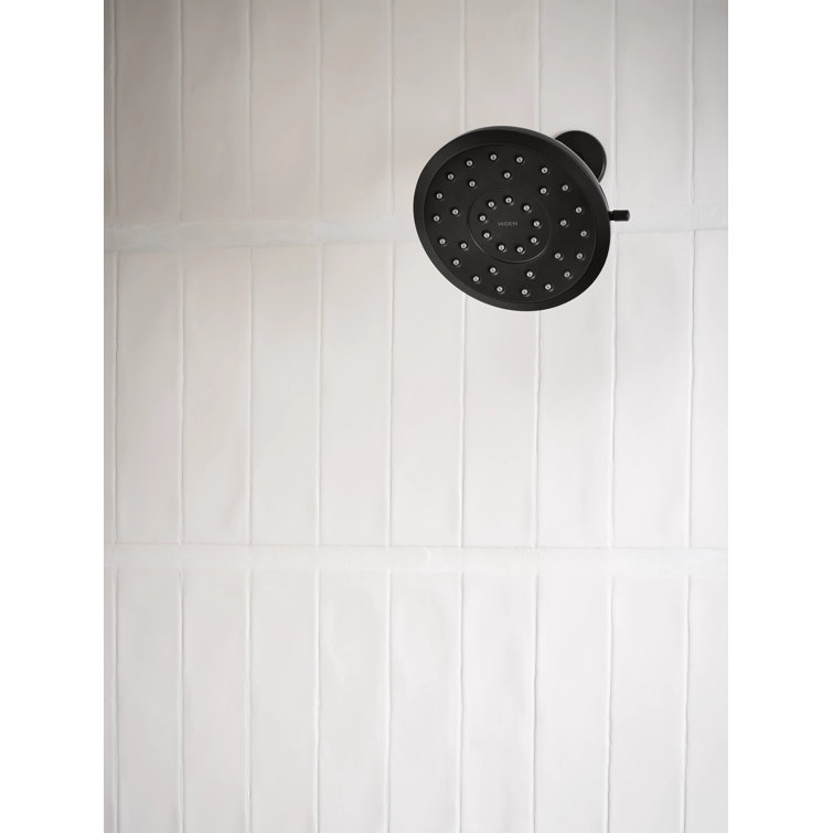 Matte Black 7-Inch Round Rain Shower Head with Chrome Finish