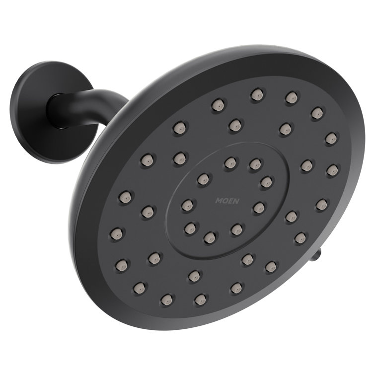 Matte Black 7-Inch Round Rain Shower Head with Chrome Finish