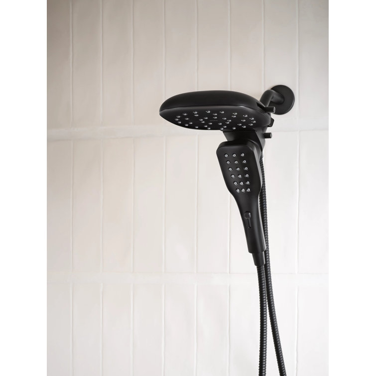 Matte Black Dual Head Rain Shower with Handheld