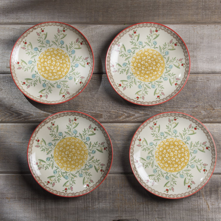 Ella Hand-Painted Floral Ceramic Salad Plates Set