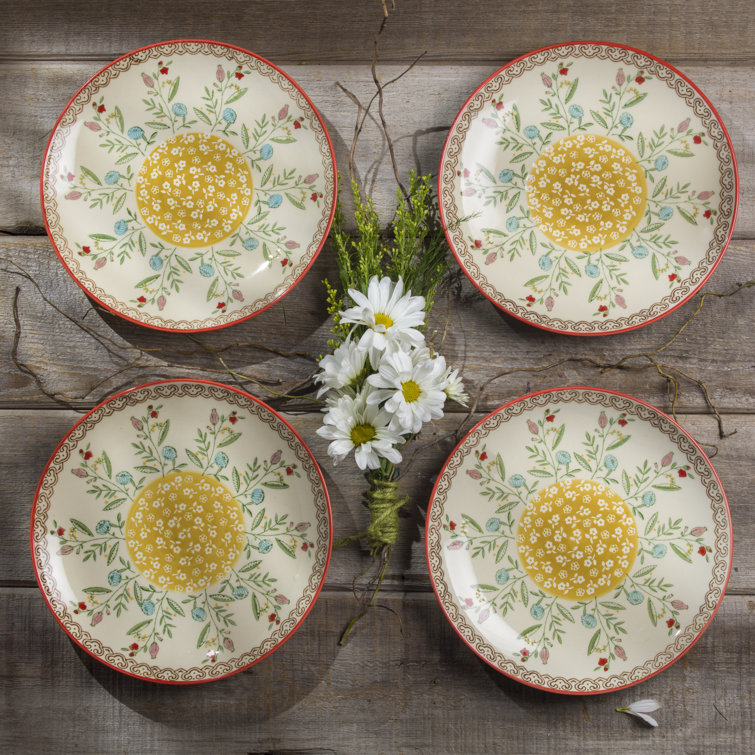 Ella Hand-Painted Floral Ceramic Salad Plates Set