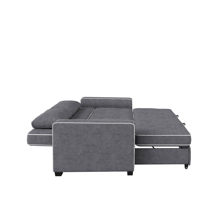 Monroe Gray Tufted Queen Sleeper Sofa with Wood Frame