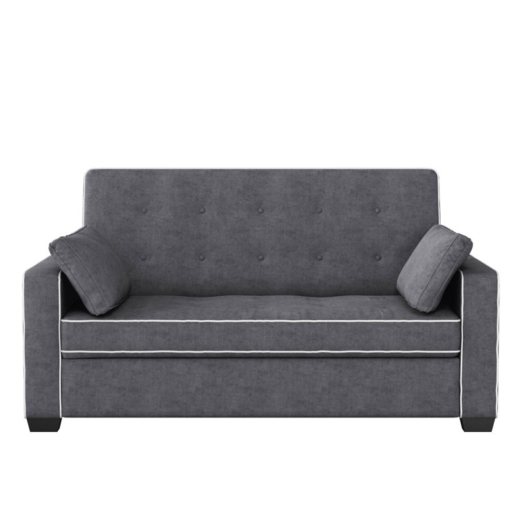 Monroe Gray Tufted Queen Sleeper Sofa with Wood Frame