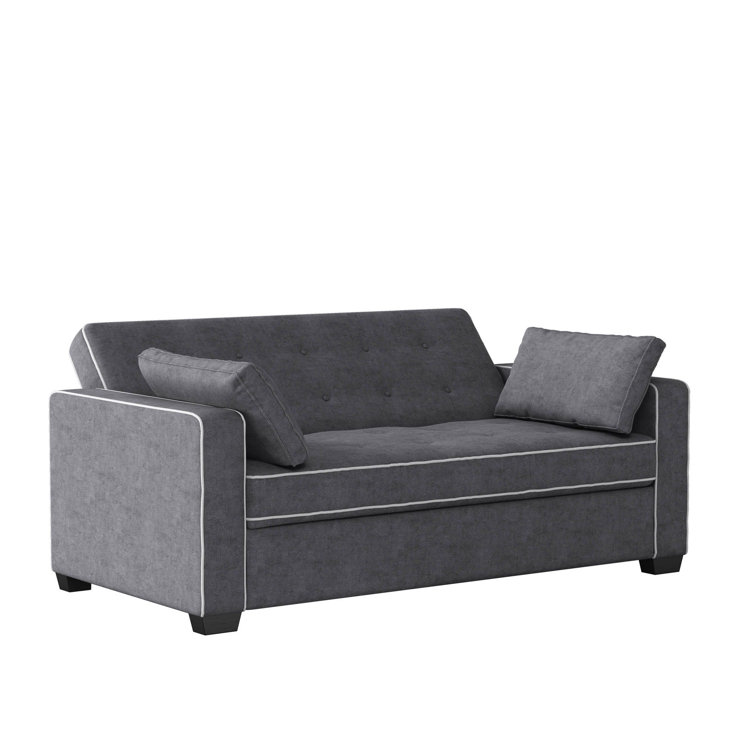 Monroe Gray Tufted Queen Sleeper Sofa with Wood Frame
