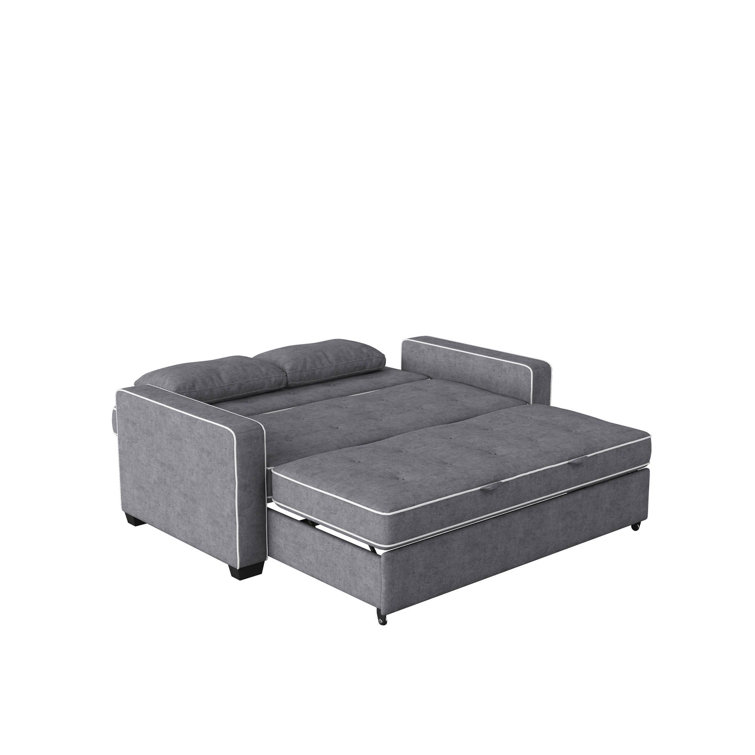 Monroe Gray Tufted Queen Sleeper Sofa with Wood Frame