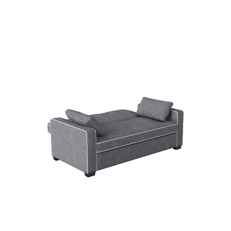 Monroe Gray Tufted Queen Sleeper Sofa with Wood Frame