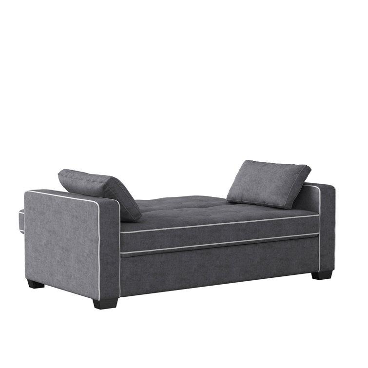 Monroe Gray Tufted Queen Sleeper Sofa with Wood Frame