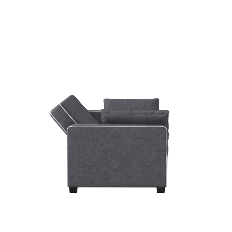 Monroe Gray Tufted Queen Sleeper Sofa with Wood Frame