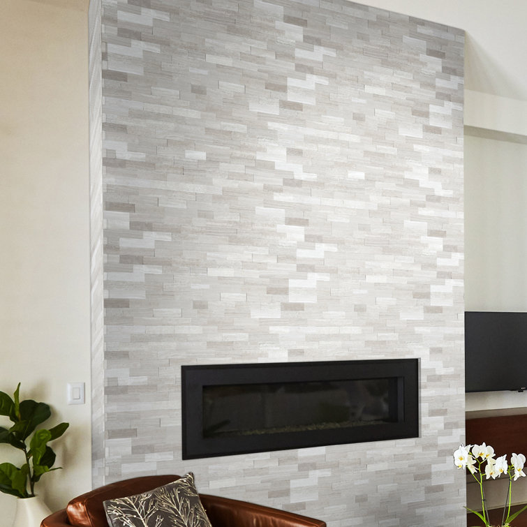 White Oak 6'' x 24'' Stacked Stone Ledger Panel Wall Tile
