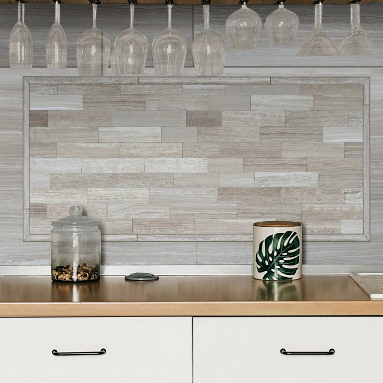 White Oak 6'' x 24'' Stacked Stone Ledger Panel Wall Tile