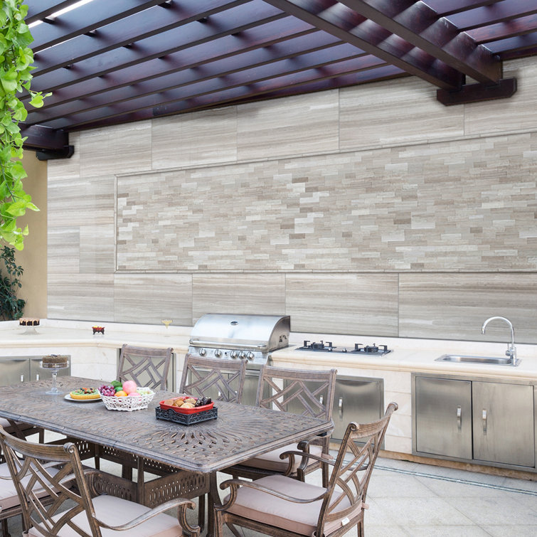 White Oak 6'' x 24'' Stacked Stone Ledger Panel Wall Tile