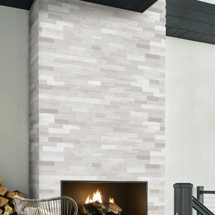 White Oak 6'' x 24'' Stacked Stone Ledger Panel Wall Tile