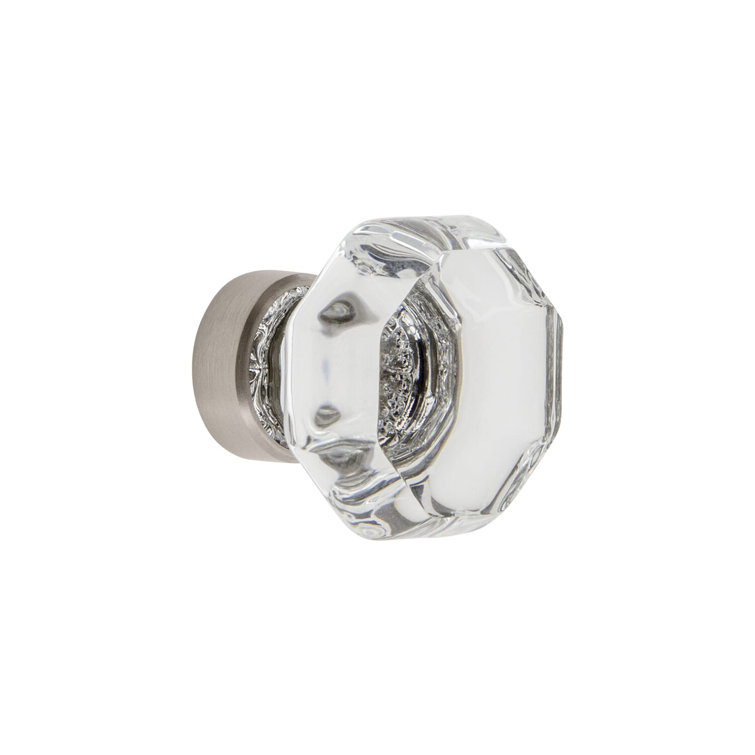 Geometric Clear Glass Knob with Brushed Nickel Base