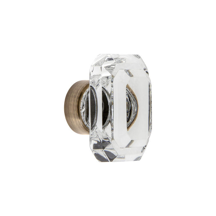 Antique Brass Rectangular Clear Crystal Cabinet Knob