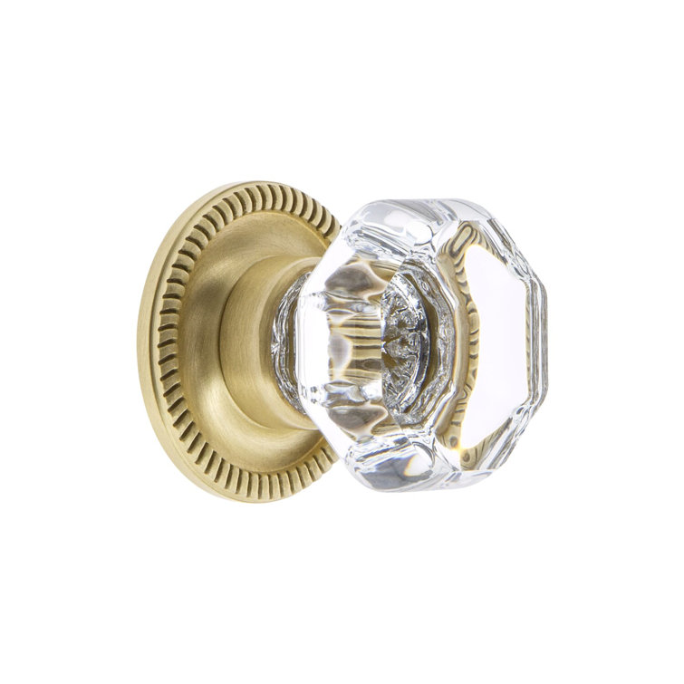 Chambord Round Satin Brass Crystal Cabinet Knob
