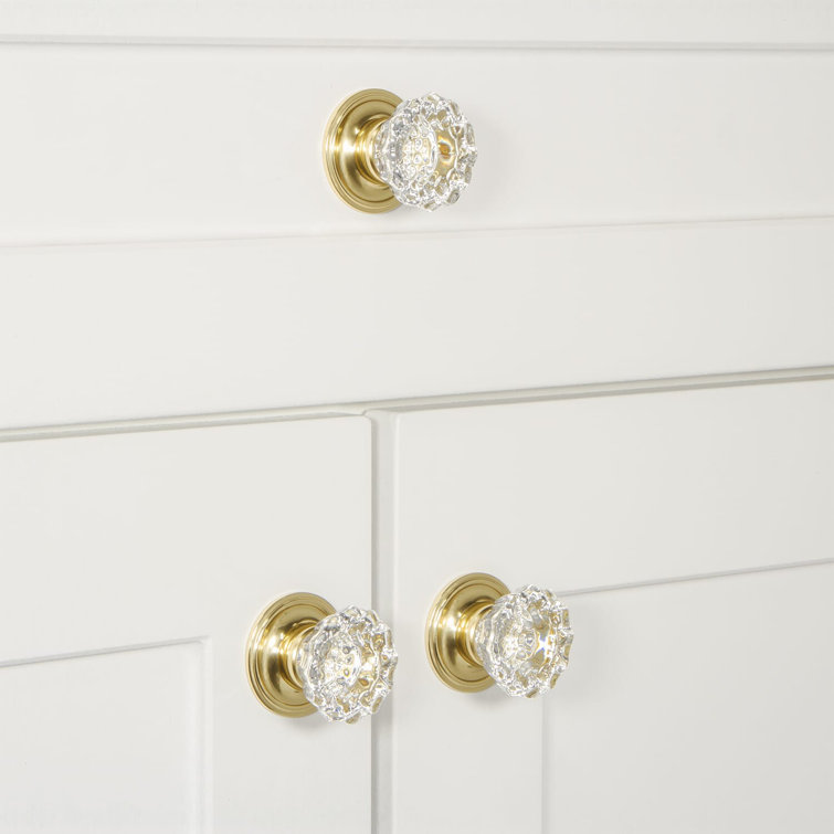 Versailles Polished Brass Round Crystal Knob with Mounting Hardware