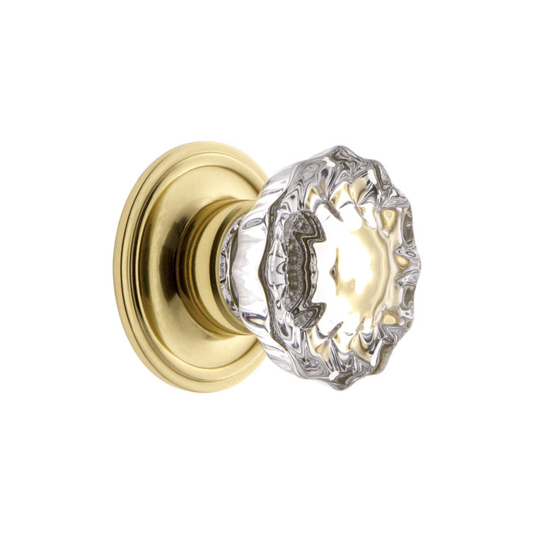 Versailles Polished Brass Round Crystal Knob with Mounting Hardware