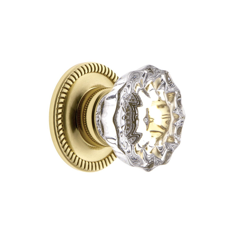 Versailles Polished Brass Crystal Cabinet Knob with Rosette