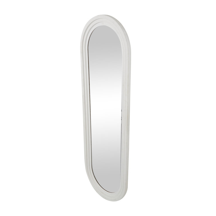 White Oval Full Length Wood Wall Mirror