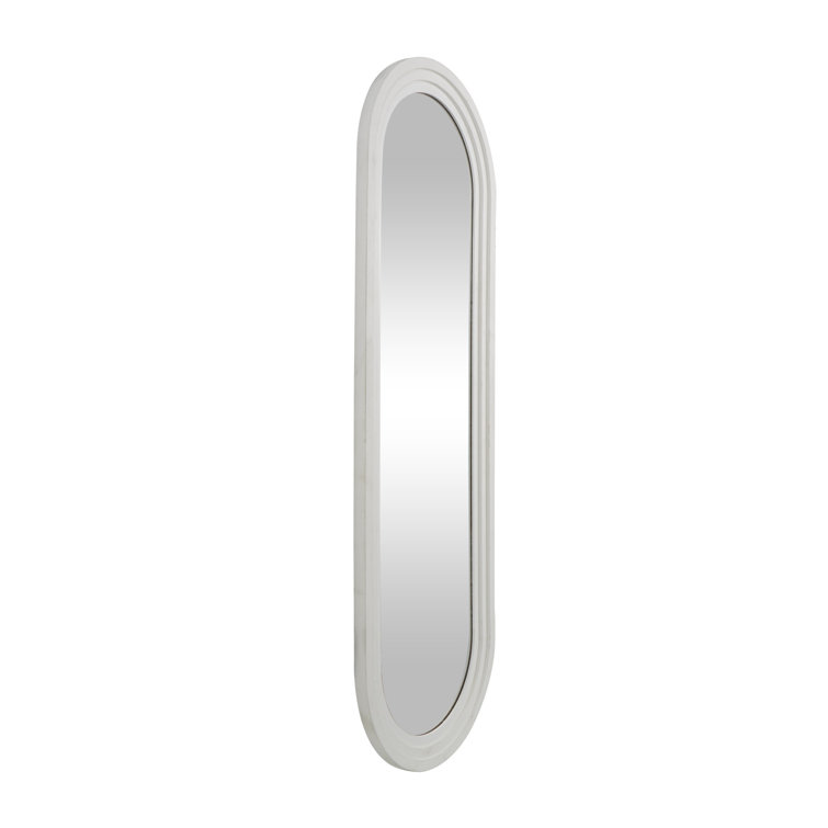 White Oval Full Length Wood Wall Mirror