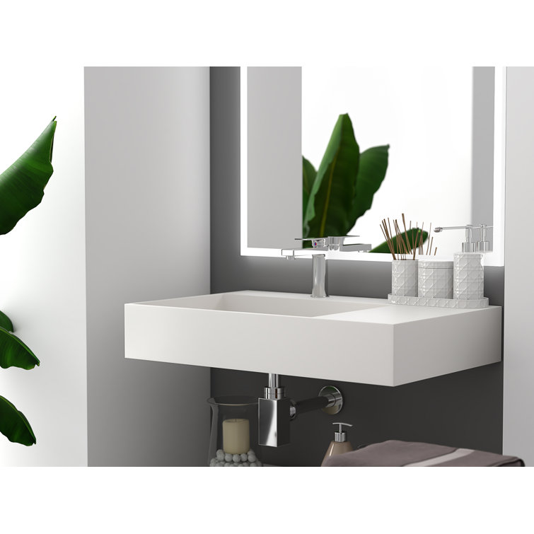 Juniper 30" Matte White Solid Surface Wall-Mounted Bathroom Sink