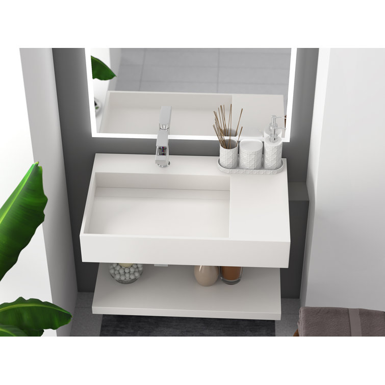 Juniper 30" Matte White Solid Surface Wall-Mounted Bathroom Sink