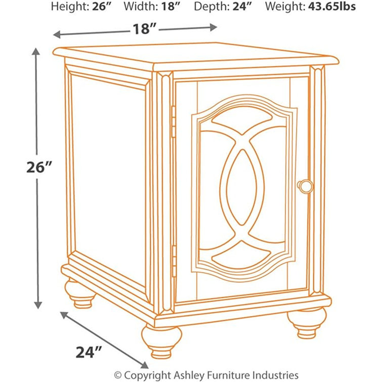 Antiqued Two-Tone Mirrored Cottage End Table with Storage