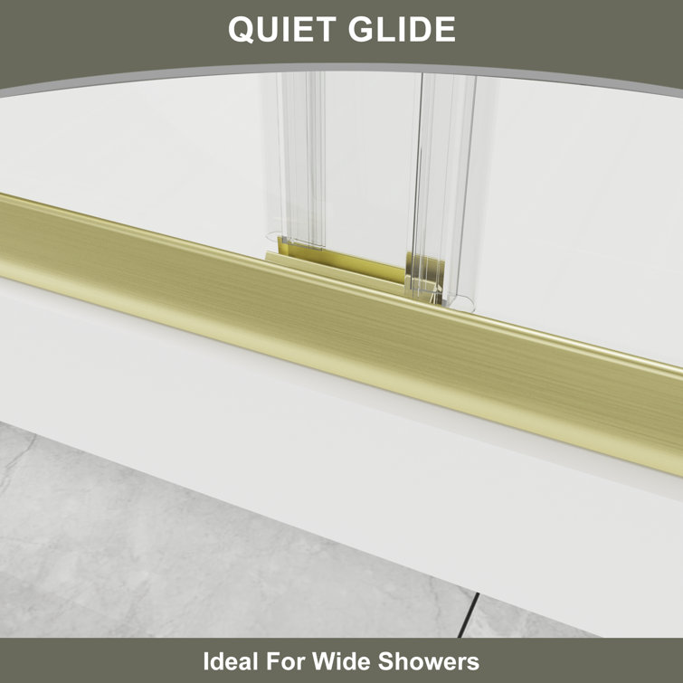 60'' Gold Framed Sliding Shower Door with Clear Glass