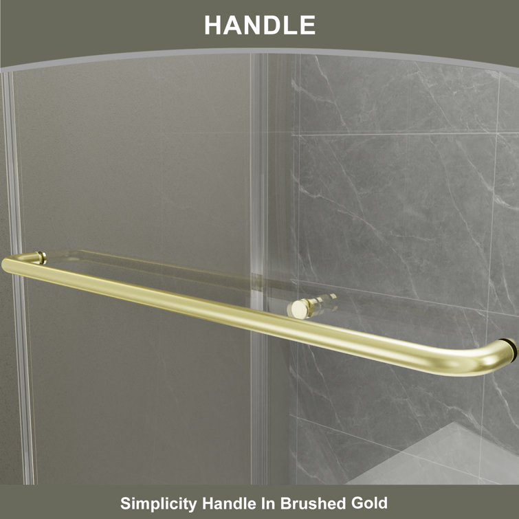 60'' Gold Framed Sliding Shower Door with Clear Glass