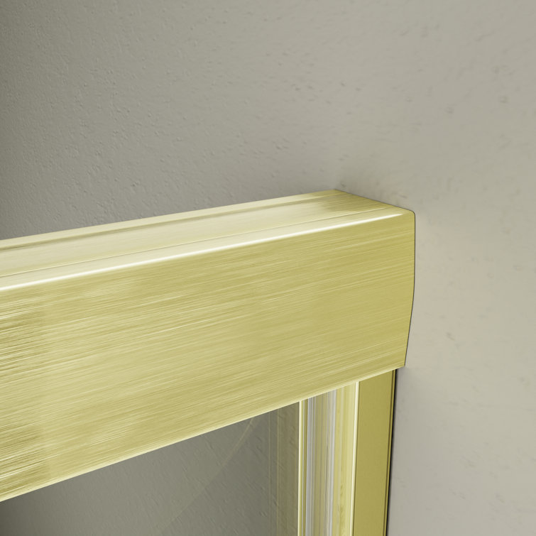 60'' Gold Framed Sliding Shower Door with Clear Glass