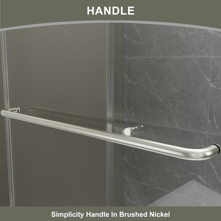 60'' x 70'' Brushed Nickel Framed Sliding Shower Door with Clear Glass