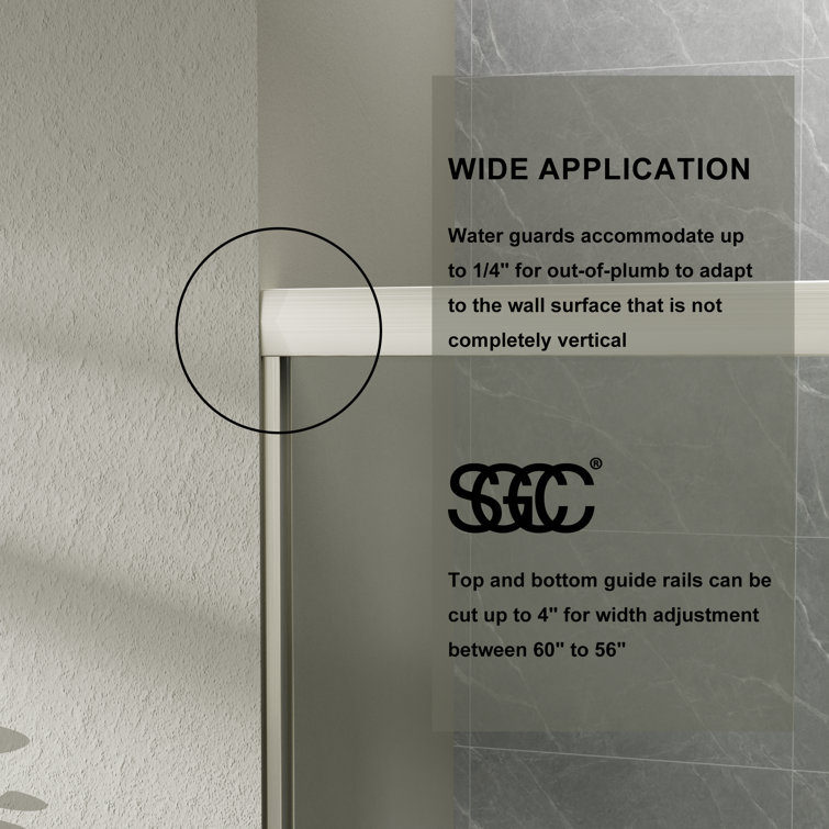 60'' x 70'' Brushed Nickel Framed Sliding Shower Door with Clear Glass