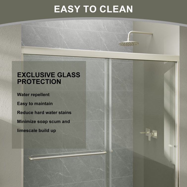 60'' x 70'' Brushed Nickel Framed Sliding Shower Door with Clear Glass