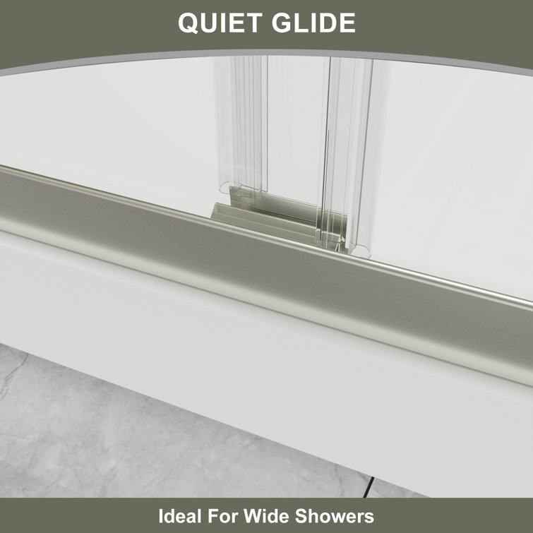 60'' x 70'' Brushed Nickel Framed Sliding Shower Door with Clear Glass